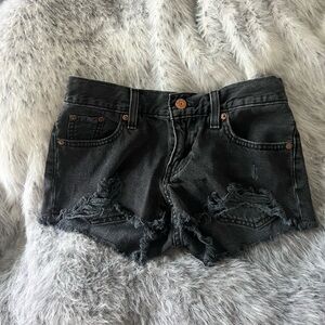 Black Distressed Denim Shorts